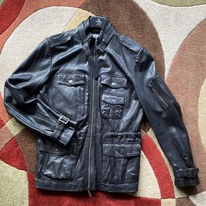 Men’s black leather jacket